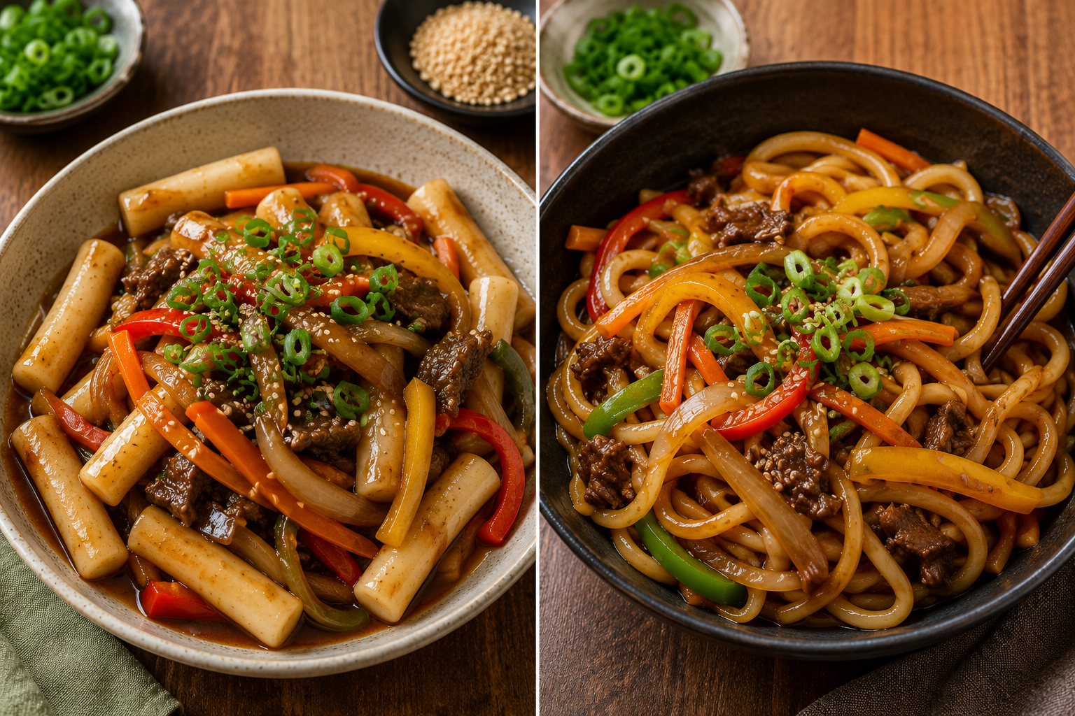 Non-Spicy Tteokbokki (with Udon or Rice Cakes)