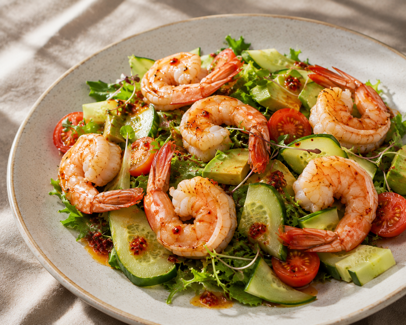 Simple Seafood Salad with Kimchi Chilli Sauce